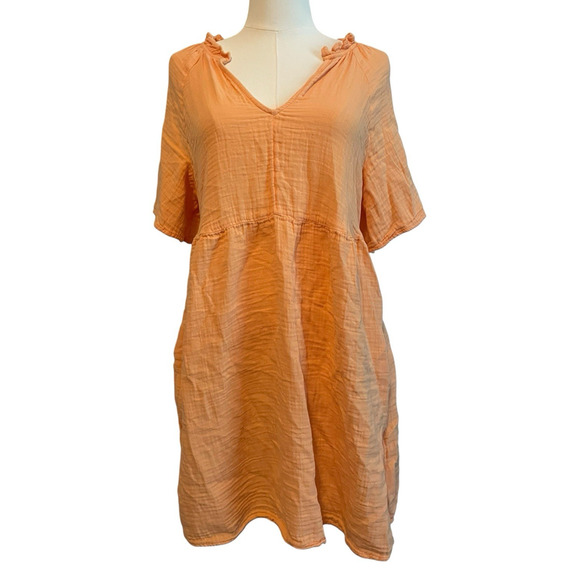 OLD NAVY Dress M Orange Blossom Mini Gauzy Short Sleeve Cotton Summer Casual - Picture 2 of 12